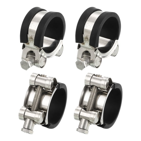 Uxcell T-Bolt Hose Clamp 4Pack 32-35mm Rubber Cushion Metal Intake Intercooler Clamps