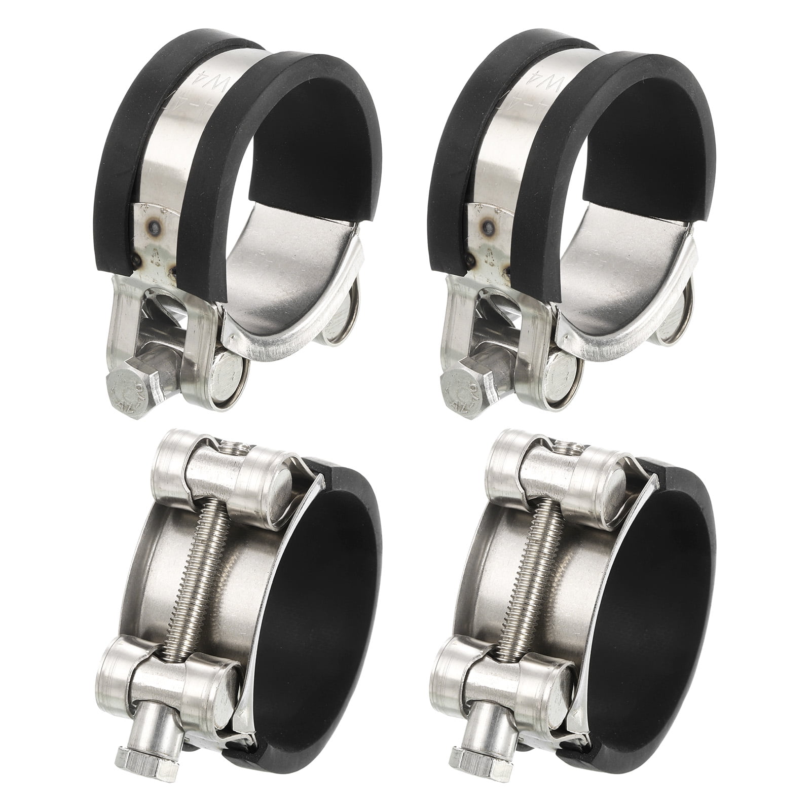 Uxcell TBolt Hose Clamp 4Pack 4447mm Rubber Cushion Metal Intake