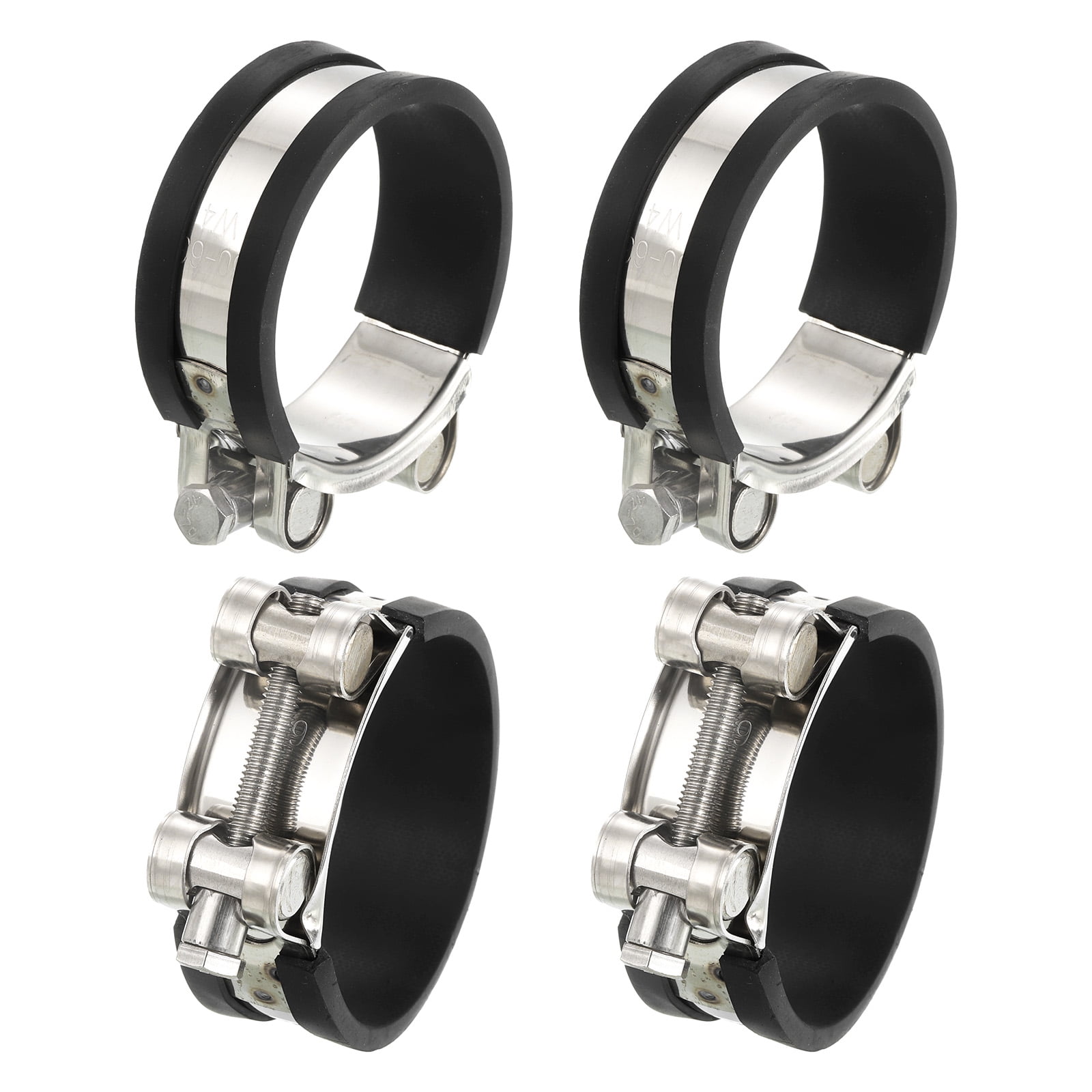 Uxcell TBolt Hose Clamp 4Pack 6063mm Rubber Cushion Metal Intake
