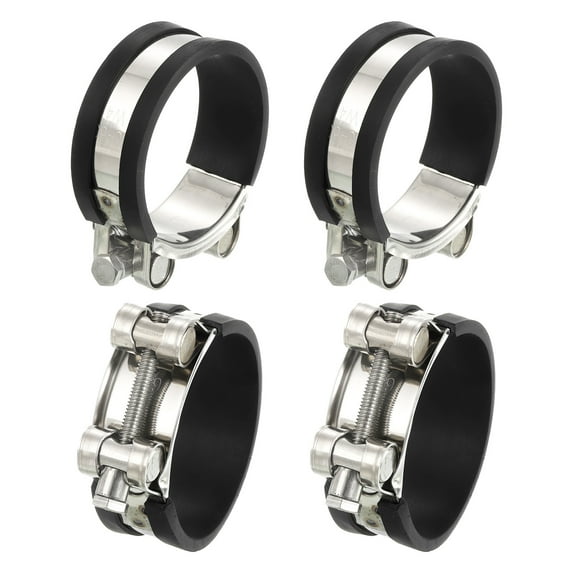 Uxcell T-Bolt Hose Clamp 4Pack 60-63mm Rubber Cushion Metal Intake Intercooler Clamps