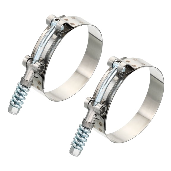 Uxcell T-Bolt Hose Clamps with Spring, 2 Pack 304 Stainless Steel Adjustable Worm Hose Clamp for 2.75" Hose ID