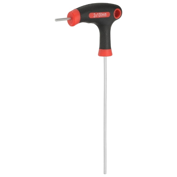 Uxcell T-Handle Hex Key Wrench 2mm Metric 142mm Length Long Arm Cr-V T-Key Inner Hexagon Wrenches Spanner Repair Tools for Automotive Household Maintenance, Red Black