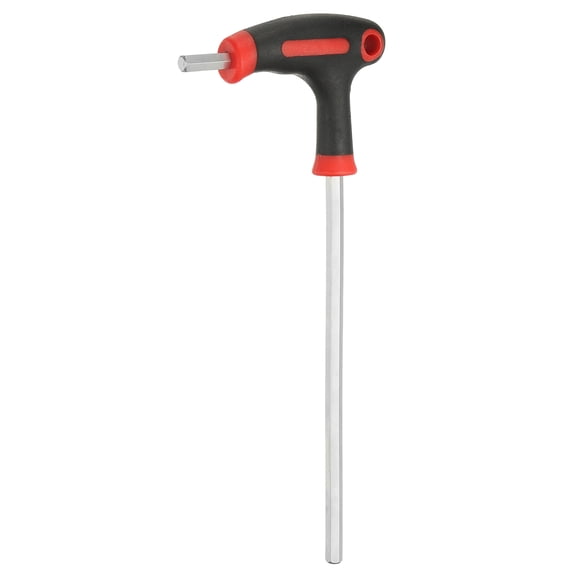 Uxcell T-Handle Hex Key Wrench 6mm Metric 165mm Length Long Arm Cr-V T-Key Inner Hexagon Wrenches Spanner Repair Tools for Automotive Household Maintenance, Red Black
