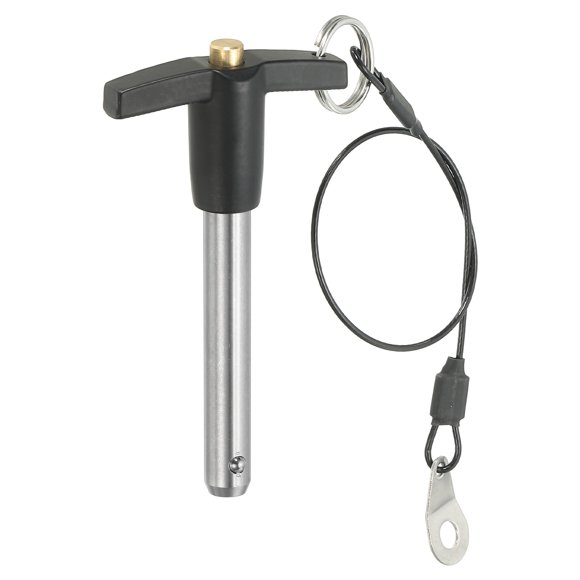 Uxcell T Handle Lock Pins, Quick Release Pin 304 Stainless Steel Safety Locating Pins with Push Button 25 cm Lanyard Cable 2/5 x 1.97"
