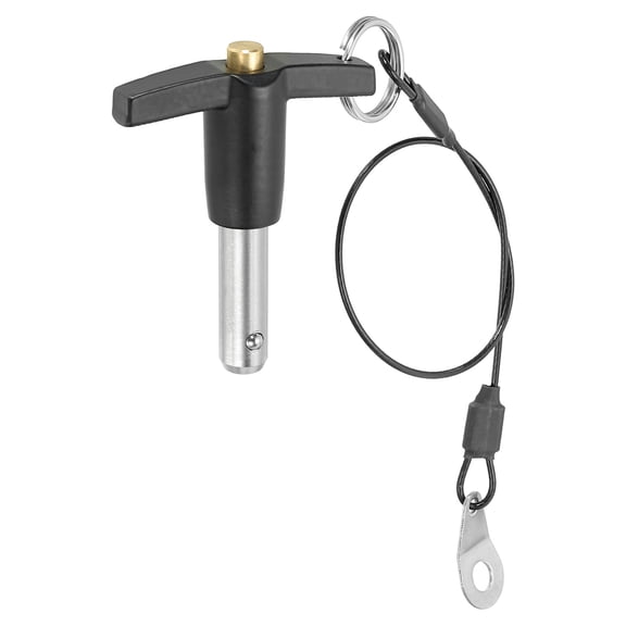 Uxcell T Handle Lock Pins, Quick Release Pin 304 Stainless Steel Safety Locating Pins with Push Button 25 cm Lanyard Cable 3/8x0.79"