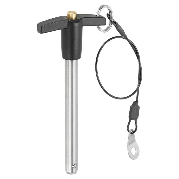 Uxcell T Handle Lock Pins, Quick Release Pin 304 Stainless Steel Safety Locating Pins with Push Button 25 cm Lanyard Cable 3/8x3.15"