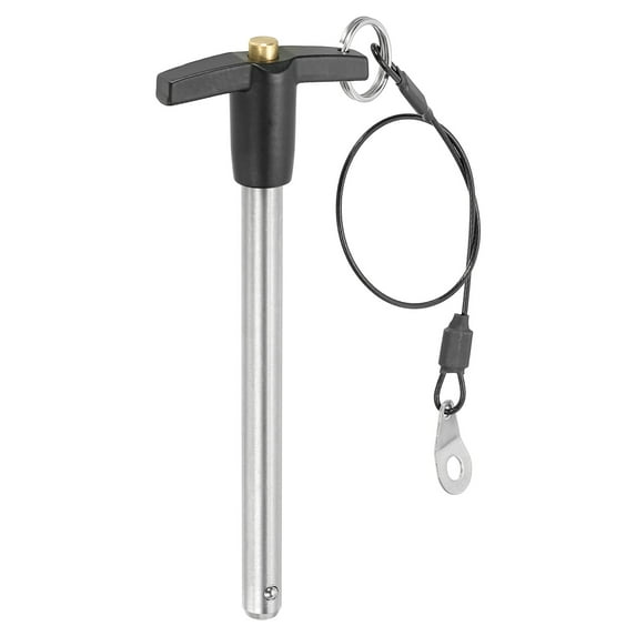 Uxcell T Handle Lock Pins, Quick Release Pin 304 Stainless Steel Safety Locating Pins with Push Button 25 cm Lanyard Cable 3/8x3.94"