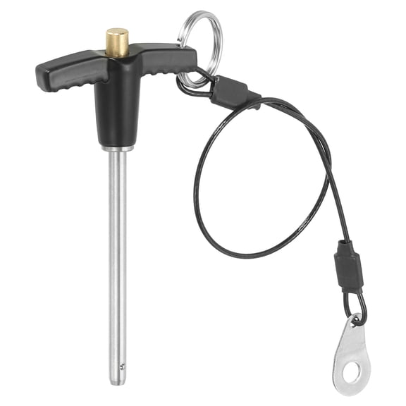 Uxcell T Handle Lock Pins Quick Release Pin 304 Stainless Steel Safety Locating Pins with Push Button Lanyard Cable 3/16 x 2.36"