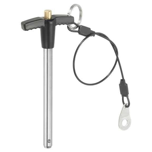 Uxcell T Handle Lock Pins Quick Release Pin 304 Stainless Steel Safety Locating Pins with Push Button Lanyard Cable 5/16 x 3.15"