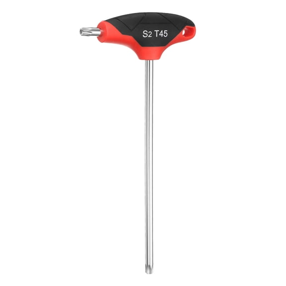 Uxcell T-Handle Torx Key Wrench T45 S2 Steel Dual End T-Key Wrench Torx Screwdriver Hex Keys Tool for Automotive Household Maintenance, Red Black