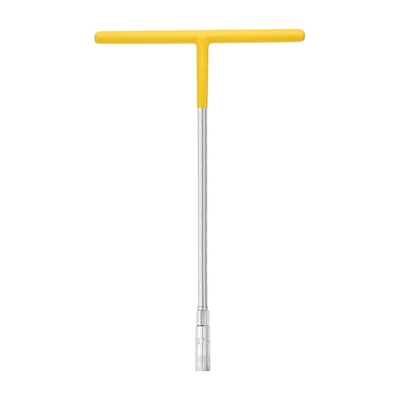 Uxcell T-Handle Wrench Socket 7mm 6-Point Metric Socket with Long Reach Chrome Vanadium Steel for Motorcycle Bicycle Car Repair, Silver-Yellow