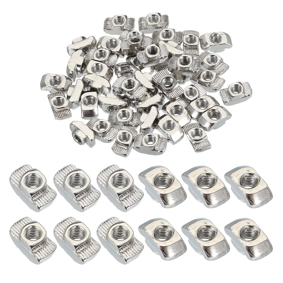 Uxcell T Nuts, T Slot Nut Hammer Head Fastener Nut, Nickel Plated Carbon Steel Nut for Aluminum Profile M6