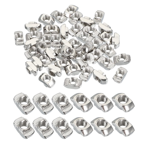 Uxcell T Nuts, T Slot Nut Hammer Head Fastener Nut, Nickel Plated Carbon Steel Nut for Aluminum Profile M8