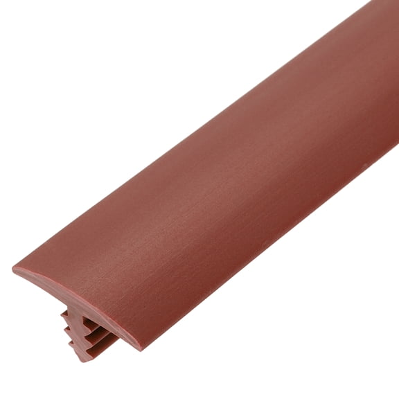 Uxcell T Rubber Trim Molding, 25/32 Inch x 20 ft Edge Banding Trims Flexible Plastic Center Barb Tee Molding for Table, Game and Arcade Machine, Floor Transition Strip, Red Brown