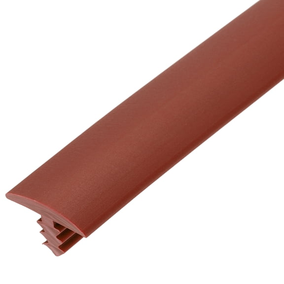 Uxcell T Rubber Trim Molding, 5/8 Inch x 20 ft Edge Banding Trims Flexible Plastic Center Barb Tee Molding for Table, Game and Arcade Machine, Floor Transition Strip, Red Brown