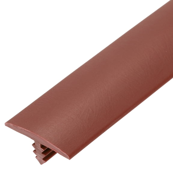Uxcell T Rubber Trim Molding, 63/64 Inch x 20 ft Edge Banding Trims Flexible Plastic Center Barb Tee Molding for Table, Game and Arcade Machine, Floor Transition Strip, Red Brown