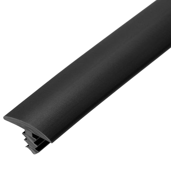 Uxcell T Rubber Trim Molding, 9/16 Inch x 20 ft Edge Banding Trims Flexible Plastic Center Barb Tee Molding for Table, Game and Arcade Machine, Floor Transition Strip, Black