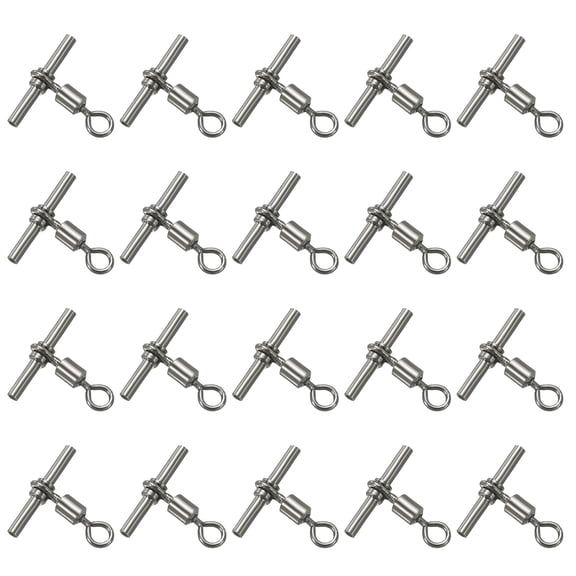 Uxcell T-Shape Fishing Swivels 30Lbs Swivels Fishing Tackle 3-Way Cross Line Swivels, 20 Pack