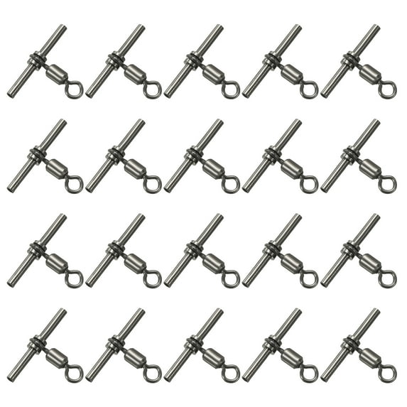 Uxcell T-Shape Fishing Swivels 48Lbs Swivels Fishing Tackle 3-Way Cross Line Swivels, 20 Pack