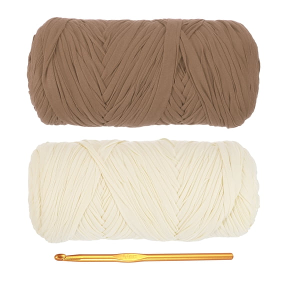 Uxcell T-Shirt Yarn for Crocheting 2 Pack 130 Yards Yarn Cream/Coffee Color