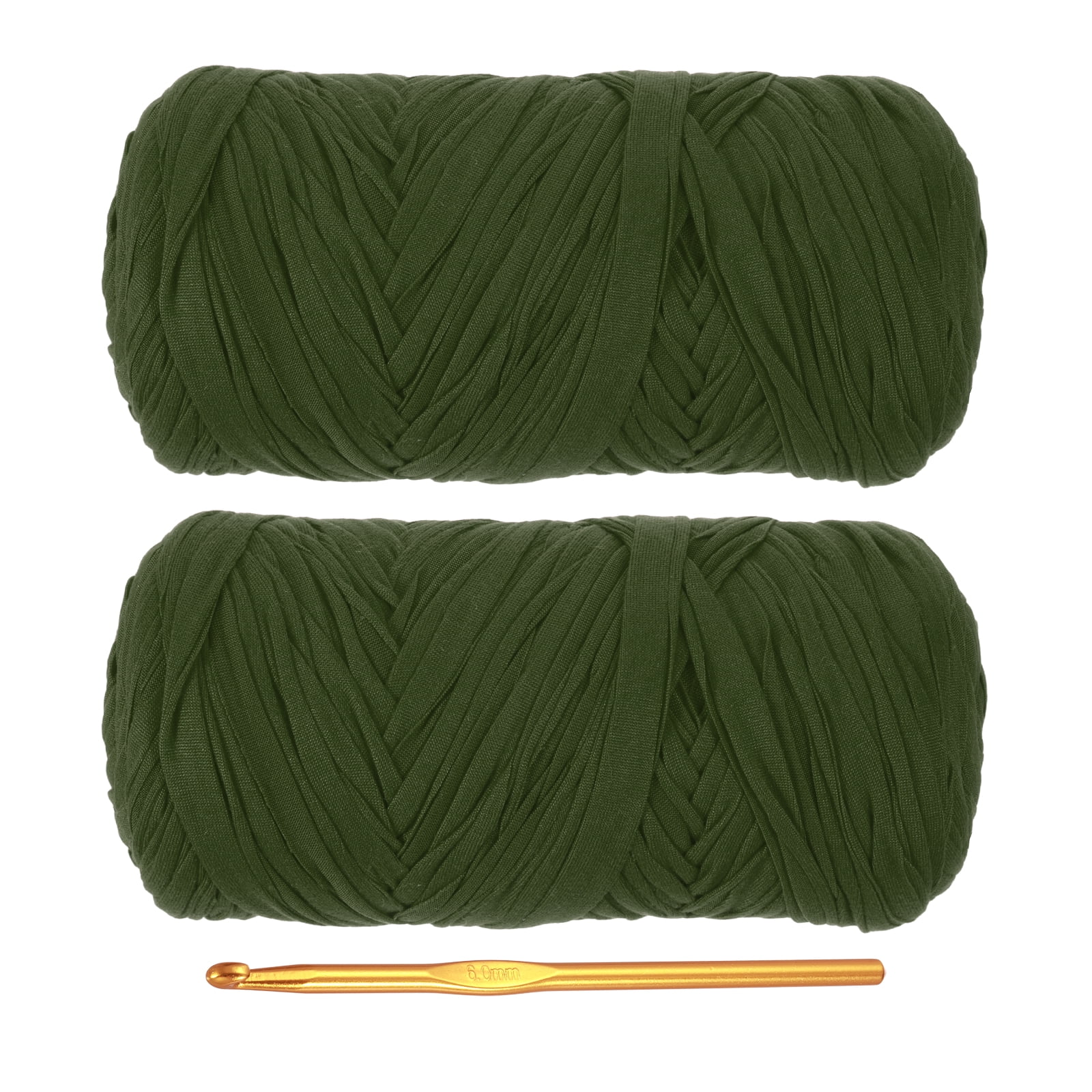 Uxcell T-Shirt Yarn for Crocheting with Hook 2 Pack 130 Yards Yarn Army Green