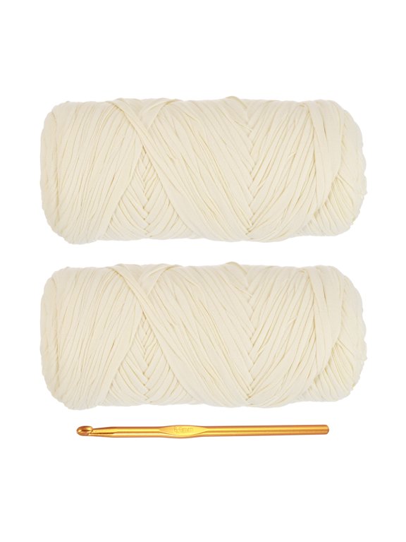 T-Shirt Yarn for Crocheting with Hook 2 Pack 130 Yards Yarn Cream