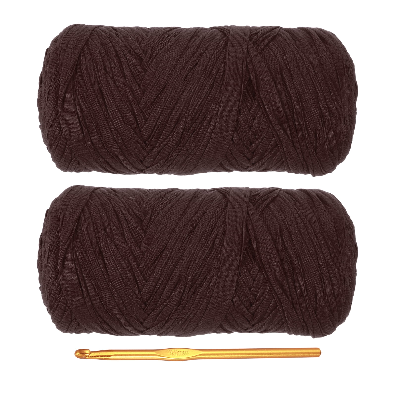 Uxcell T-Shirt Yarn for Crocheting with Hook 2 Pack 130 Yards Yarn Deep Coffee