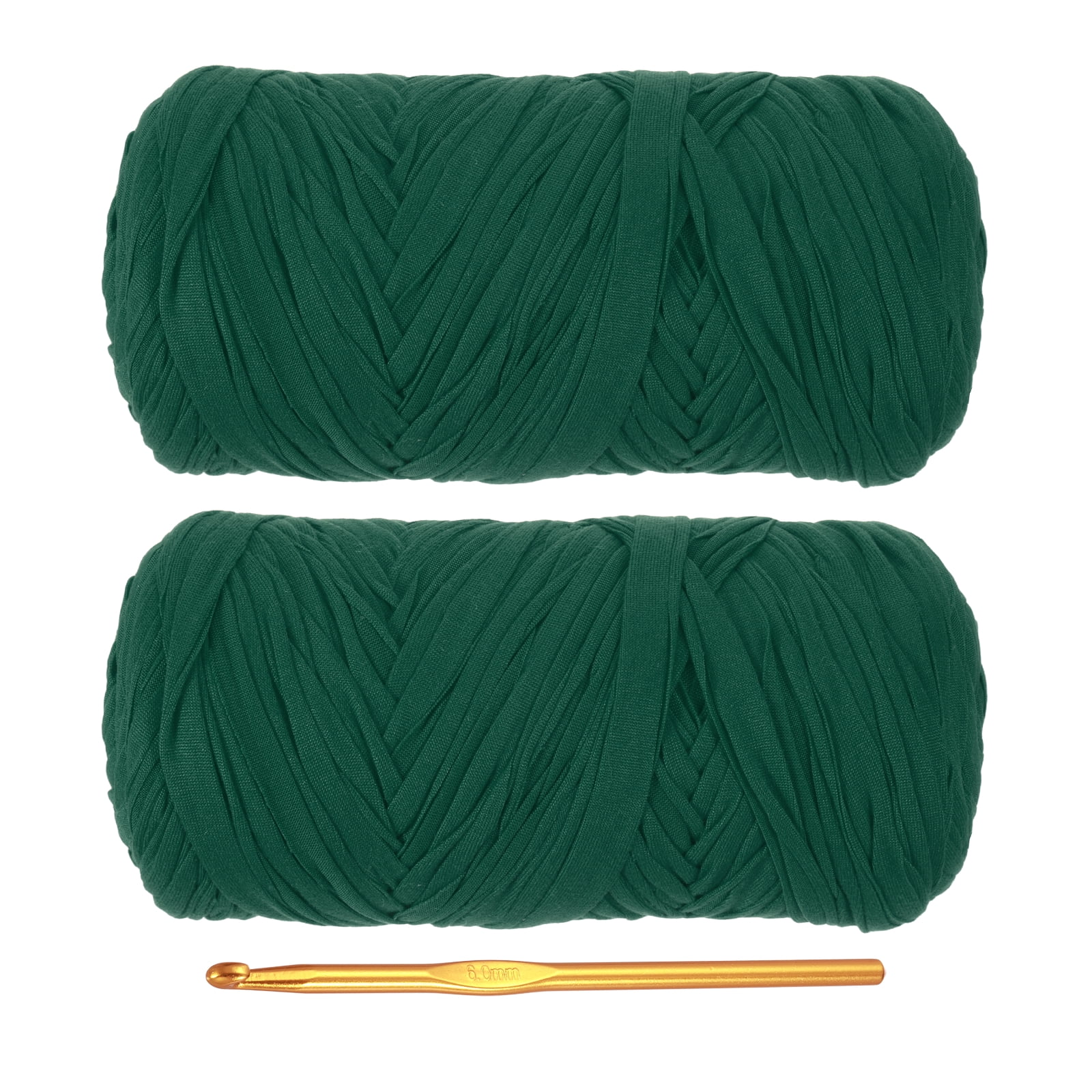 Uxcell T-Shirt Yarn for Crocheting with Hook 2 Pack 130 Yards Yarn Deep Green
