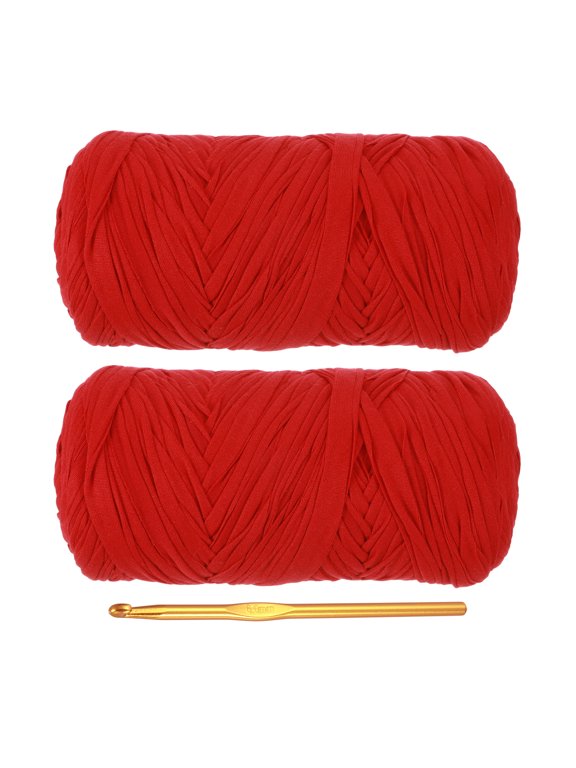 T-Shirt Yarn for Crocheting with Hook 2 Pack 130 Yards Yarn Red