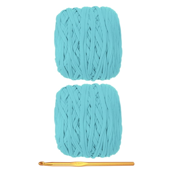 Uxcell T-Shirt Yarn for Crocheting with Hook, 2 Pack 560g/196 Yards Yarn(Lake Blue)