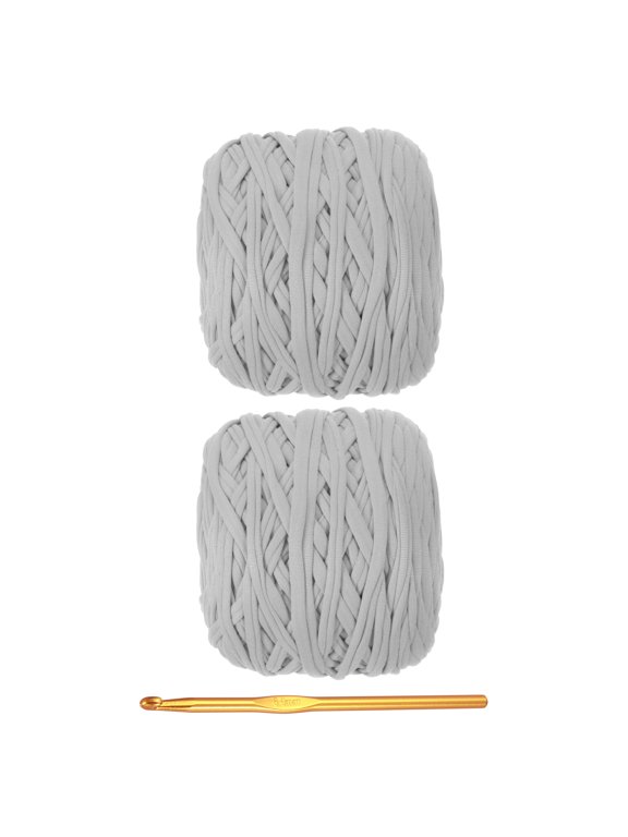 T-Shirt Yarn for Crocheting with Hook 2 Pack 196 Yards Yarn Light Gray