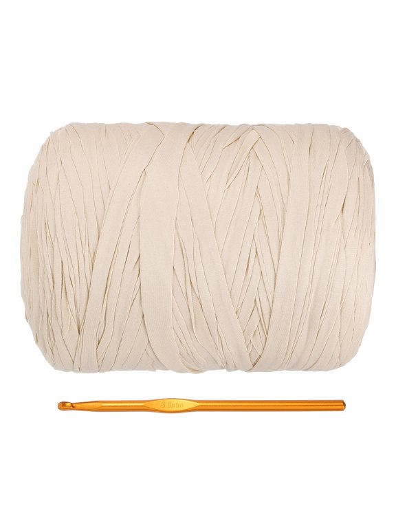 T-Shirt Yarn for Crocheting with Hook, 800g/228 Yards Yarn(Beige)