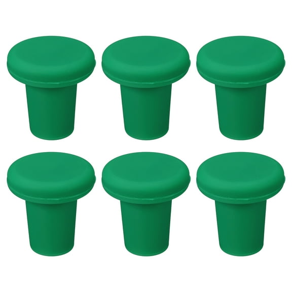 Uxcell T-shaped Reusable Silicone Wine Bottle Stoppers Caps Green 6 Pack