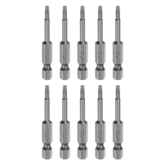 Uxcell T10 Magnetic Security Star 5 Point Torx Screwdriver Bit 1/4" Hex Shank 2" Length, 10 Pack