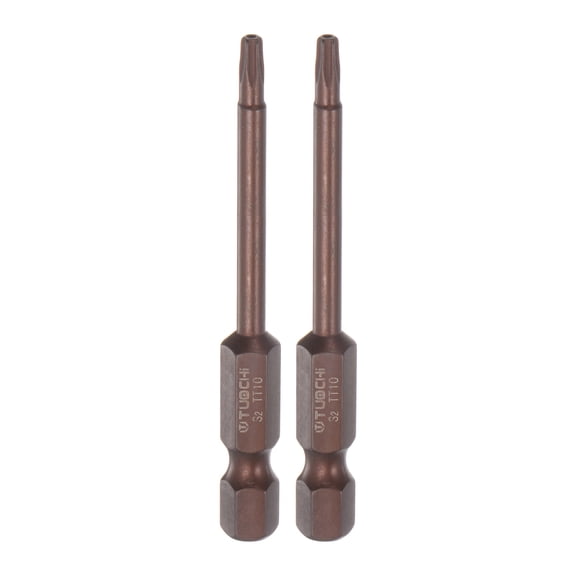 Uxcell T10 Magnetic Security Torx Screwdriver Bit 1/4" Hex Shank 3" Length, Red 2 Pack