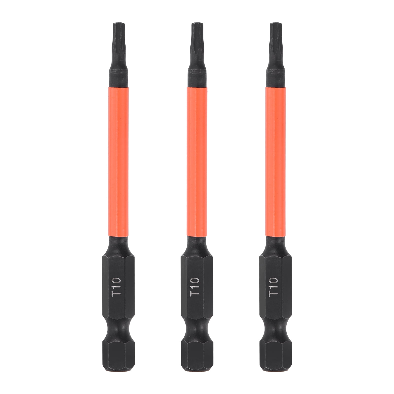 Uxcell T10 Torx Bit Impact 3 Set 1/4" Hex Shank Magnetic Star Bit 3"L ...