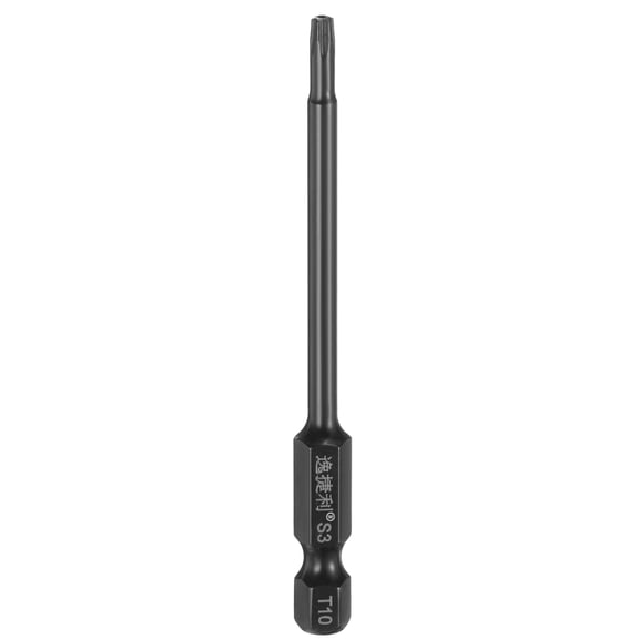 Uxcell T10 Torx Head Screwdriver Bit 1/4" Hex Shank 3" Long Magnetic with Hole