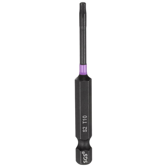 Uxcell T10 Torx Impact Screwdriver Bit 1/4" Hex Shank 2.8" Long Magnetic No Hole
