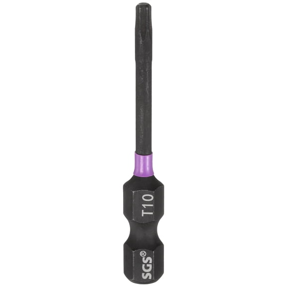 Uxcell T10 Torx Impact Screwdriver Bit 1/4" Hex Shank 2" Long Magnetic No Hole