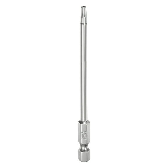 Uxcell T15 Security Torx Bit 1/4" Hex Shank 4" S2 Steel Magnetic Tamper Resistant Star Bits Torx Head with Hole