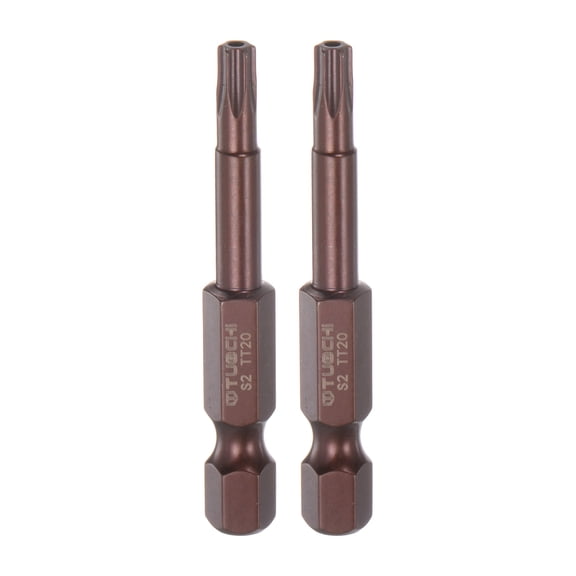 Uxcell T20 Magnetic Security Torx Screwdriver Bit 1/4" Hex Shank 2" Length, Red 2 Pack