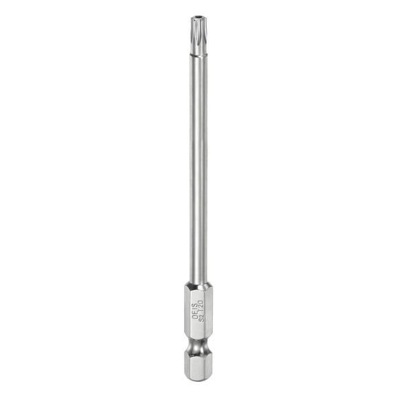 Uxcell T20 Security Torx Bit 1/4" Hex Shank 4" S2 Steel Magnetic Tamper Resistant Star Bits Torx Head with Hole