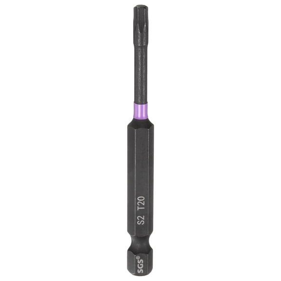 Uxcell T20 Torx Impact Screwdriver Bit 1/4" Hex Shank 3" Long Magnetic No Hole