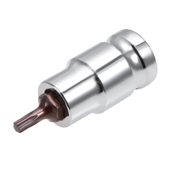 Uxcell T25 2.17'' Length 1/2-Inch Drive Torx Bit Sockets S2 Steel Silver Tone 1pcs