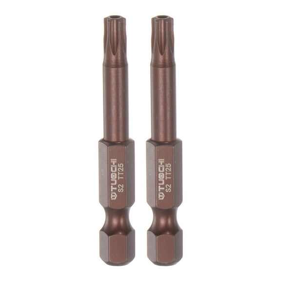 Uxcell T25 Magnetic Security Torx Screwdriver Bit 1/4" Hex Shank 2" Length, Red 2 Pack