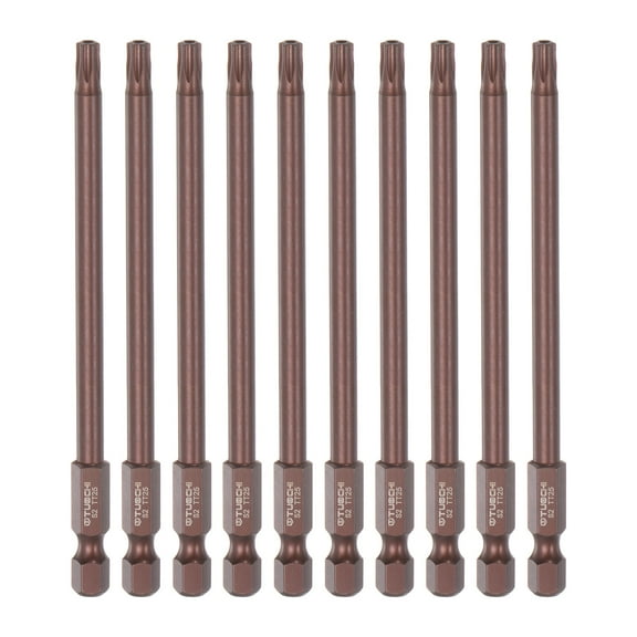 Uxcell T25 Magnetic Security Torx Screwdriver Bit 1/4" Hex Shank 4" Length, Red 10 Pack