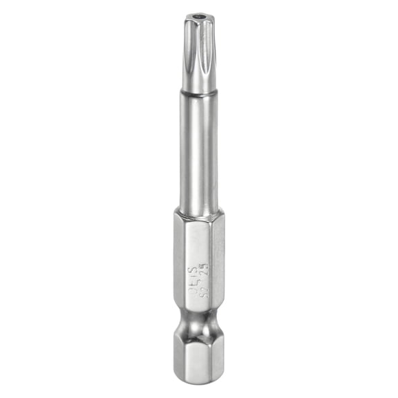 Uxcell T25 Security Torx Bit 1/4" Hex Shank 2" S2 Steel Magnetic Tamper Resistant Star Bits Torx Head with Hole