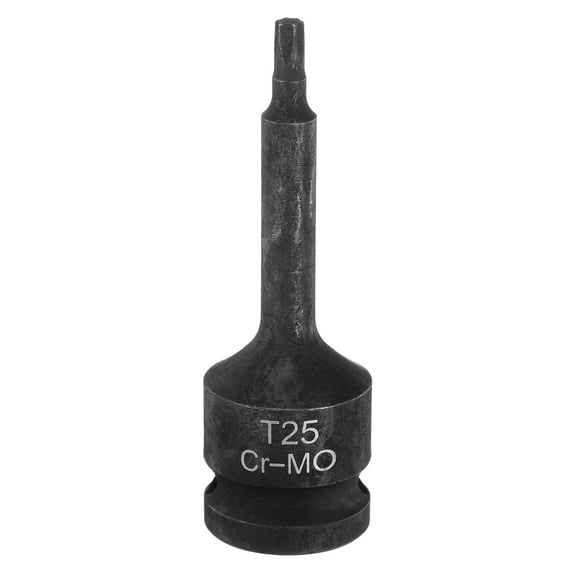 Uxcell T25 Torx Bit Socket 1/2" Drive 6 Point Torx Star Screwdriver Socket Adapter CR-MO Steel Impact Bit Sockets