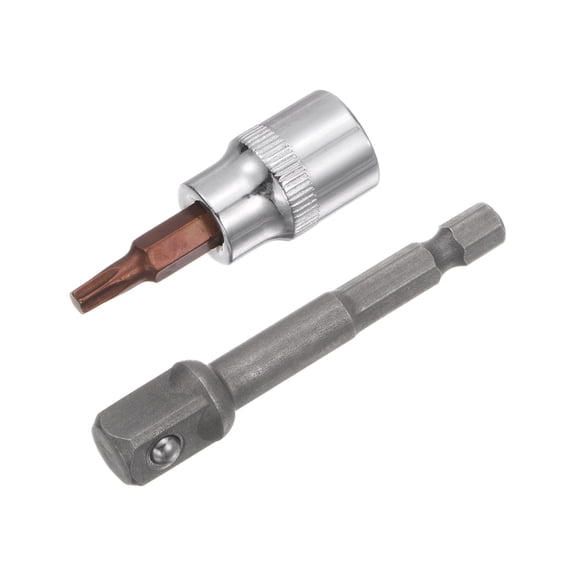 Uxcell T25 Torx Bit Socket, 3/8" Square Drive 1.89" Length with Hex Shank Power Drill Adapter