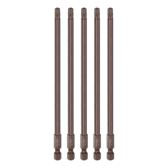 Uxcell T27 Magnetic Security Torx Screwdriver Bit 1/4" Hex Shank 6" Length, Red 5 Pack